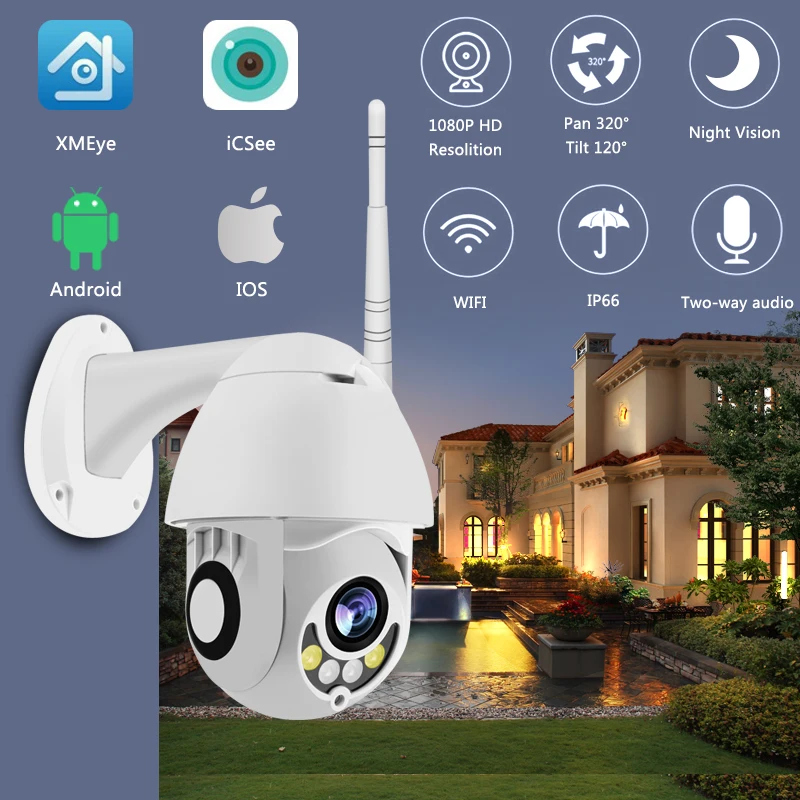 Купольная камера видеонаблюдения 1080P PTZ Wi-Fi 2 МП | Безопасность и защита