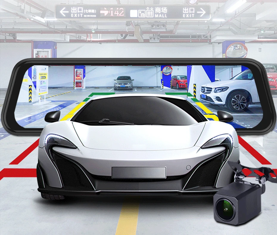 QUIDUX 10 дюймов сенсорный экран Автомобильное зеркало заднего вида тире камера зеркало FHD Автомобильный видеорегистратор зеркало двойной объектив камера заднего вида рекордер Dashcam