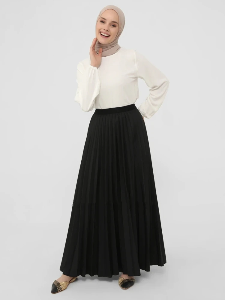 Muslim Fashion Long Skirt Women Bottoms Faldas Arabes Pleated Skirt Women Islam Faldas Largas Mujer Jupe Longue Femme Musulmane images - 6