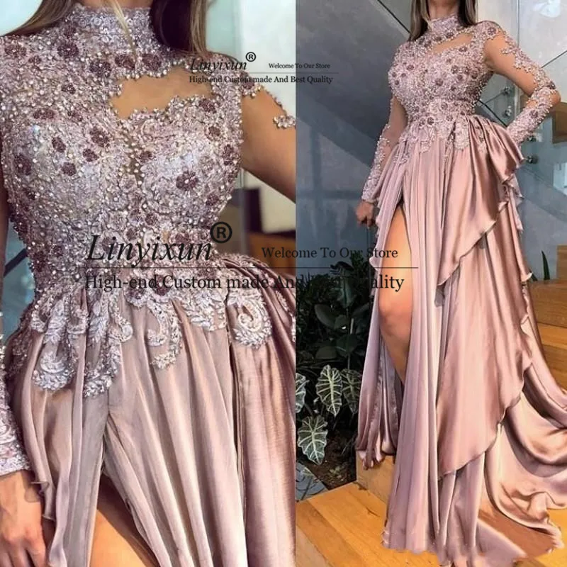 Арабское платье для выпускного вечера Aso Ebi с аппликацией из бисера длинным