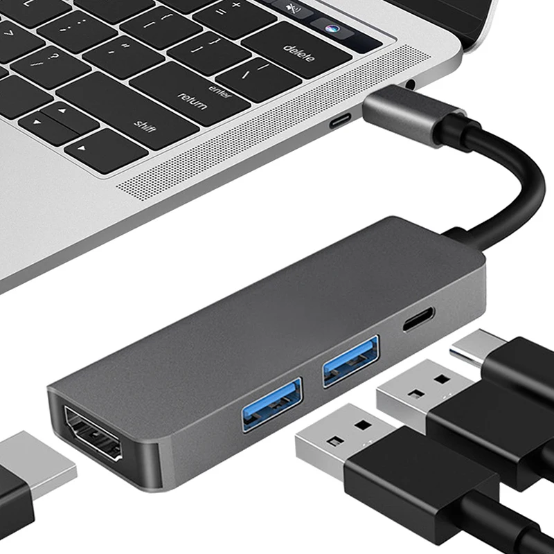 USB C type концентратор адаптер с 4K HDMI Dual 3 0 4 в 1 конвертер кабель для ноутбука MacBook