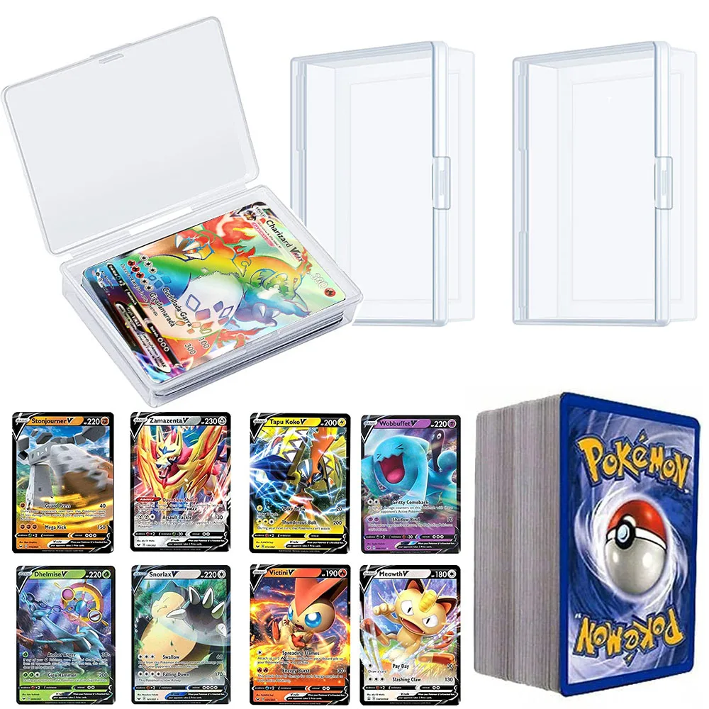 

Hold 60pcs Pokemon Cards Plastic Boxes 10*7*3cm Holder Box Clear Game Playing Trading Card Storage Yugioh Kid Toy Christmas Gift
