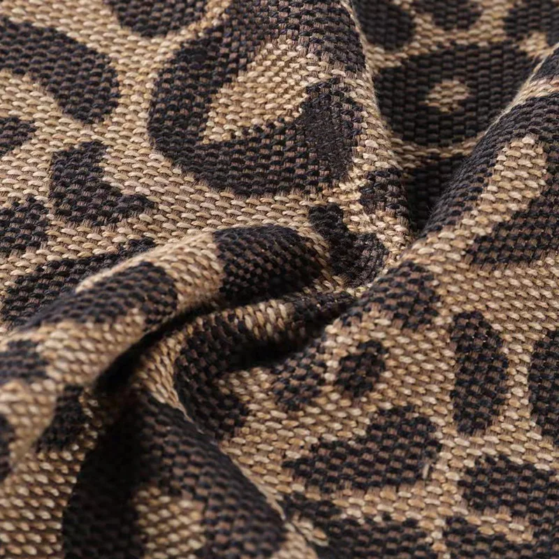 

New INS Hot Leopard Weave Fabric Polyester Fabric Designer DIY Bag Material Canvas Tela Yarn Dyed Jacquard Fashion Trend Cloth