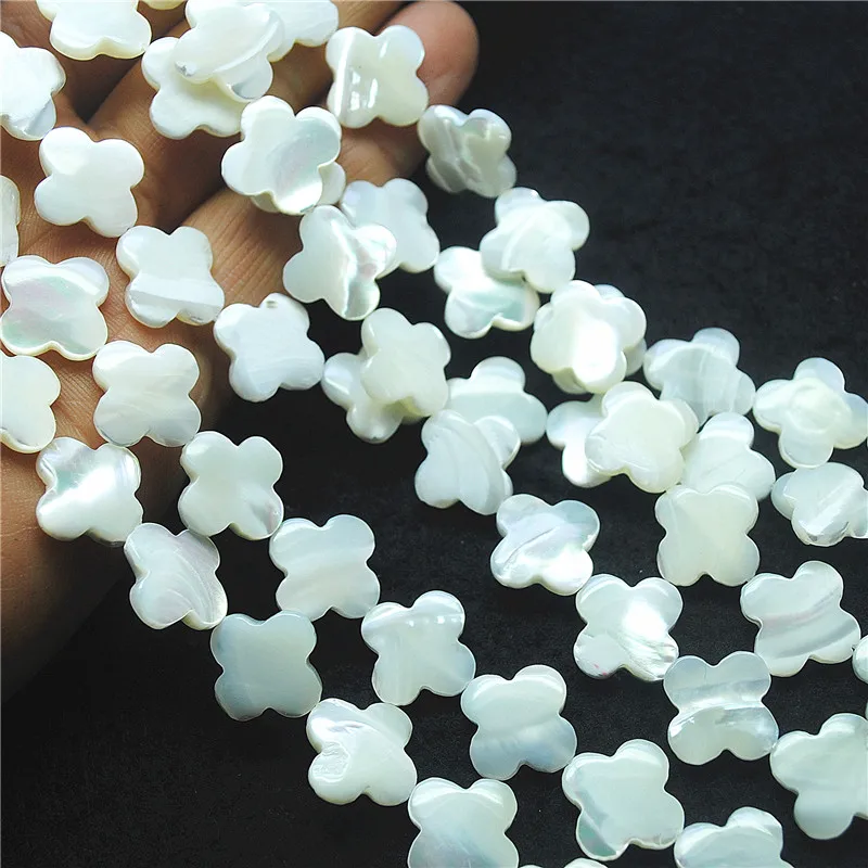 26PCS Nature Saltwater Shell String Clover Shape White Mother OF Pearl 15X15MM Hot DIY JEWELRY BEADS Accessories Free Shipping