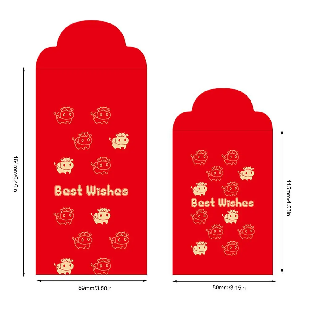 

6pcs/set Cute Cartoon Cattle Spring Festival Red Envelope Best Wishes Lucky Money New Year's Red Envelope