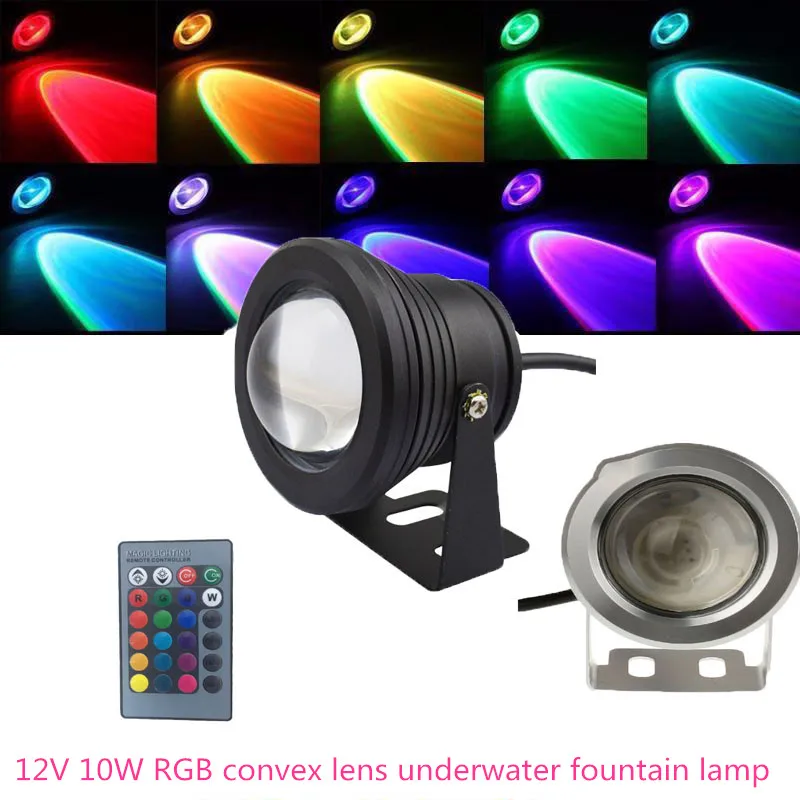 

RGB underwater light 12V swimming pool light RGB fountain light 10W underwater light flat lens remote control diving light