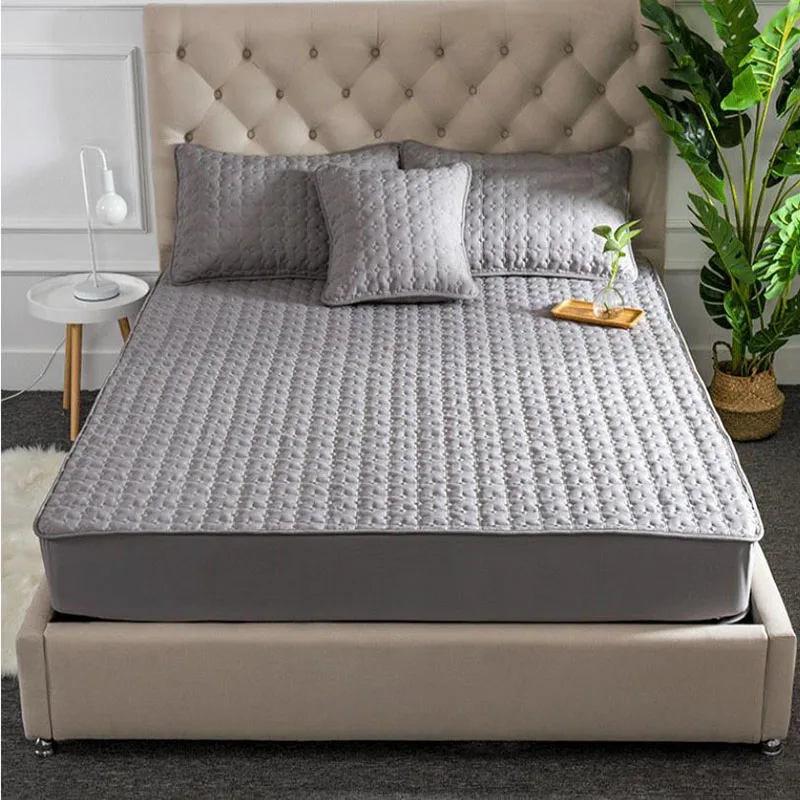 

Наматрасник из плотного хлопка для двуспальной кровати сохраняет тепло высокое качество однотонный матовый цвет не включая наволочку