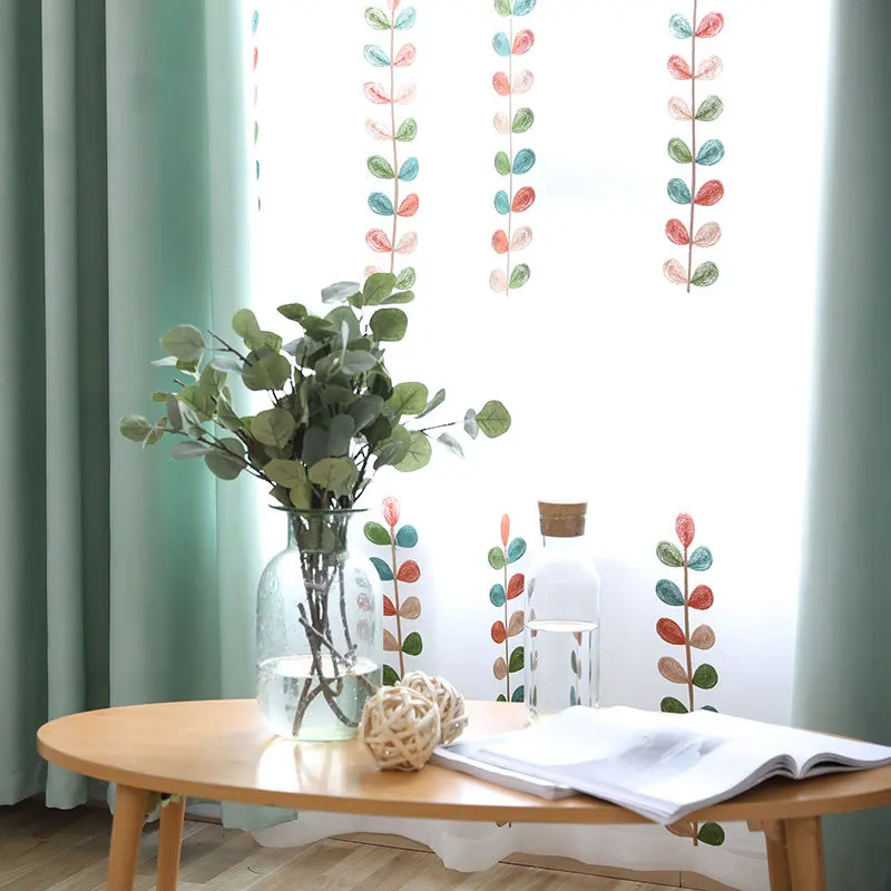 

Colorful string grass embroidered screens, living room bedroom study curtain matching yarn custom tulle curtain tulle