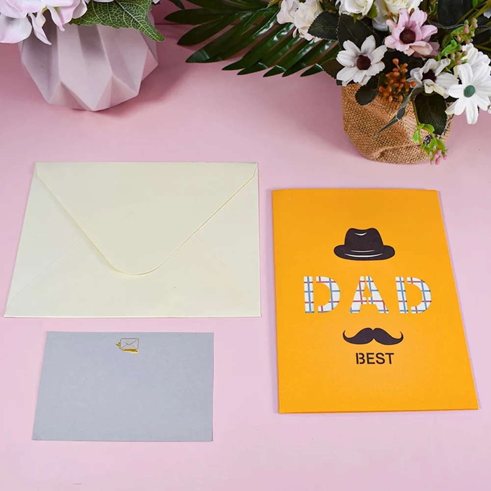 

3D Fathers Day Card Pop-Up Birthday Greeting Cards For Best Dad Grandfather With Envelope For Daddy Gift Cards