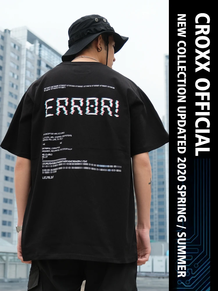 Мужская хлопковая футболка CROXX Techwear модная уличная в стиле хип-хоп панк | одежда