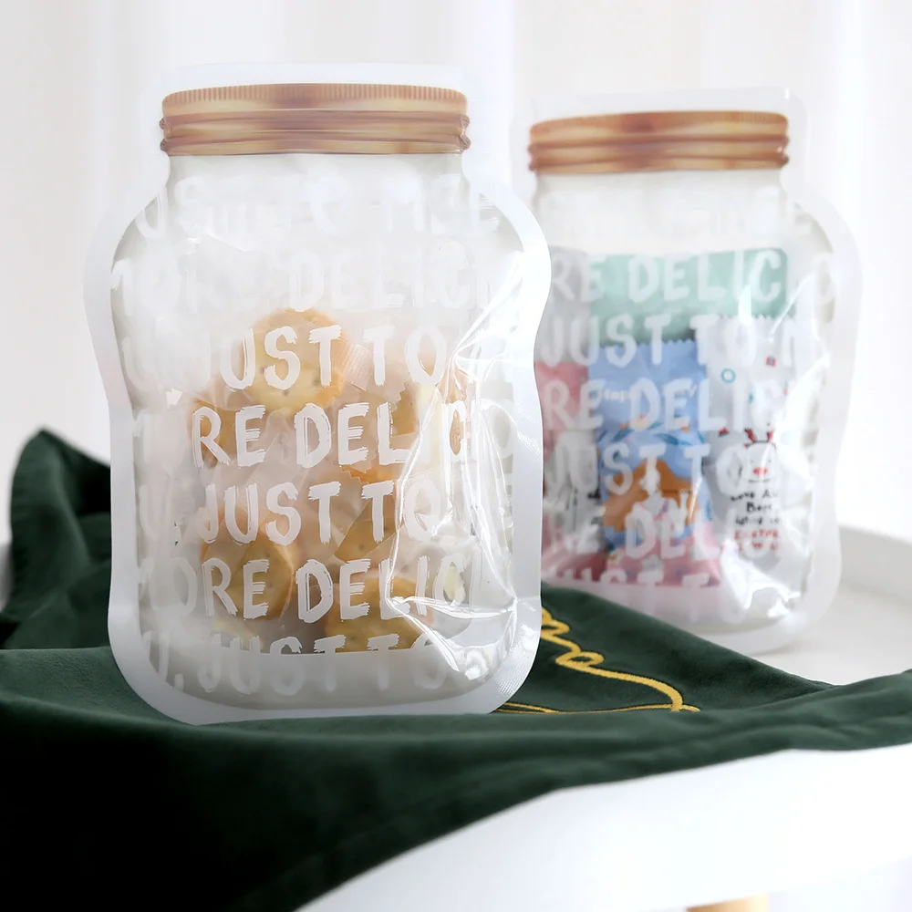 

50pcs Reusable Jar Zipper Bags Leak Proof Fresh Food Snacks Travel Cranberry Nougat Snowflake Cookies Sugar Storage Bags