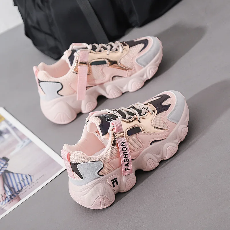 

2020 new cushioned retro sneakers 2020 women's shoes lace-up sports shoes mesh breathable running shoes Q10-04