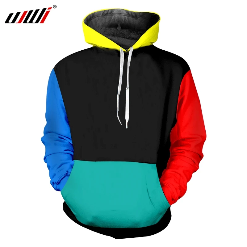 Цветная Толстовка UJIW с капюшоном в стиле хип хоп цветным принтом для мужчин и