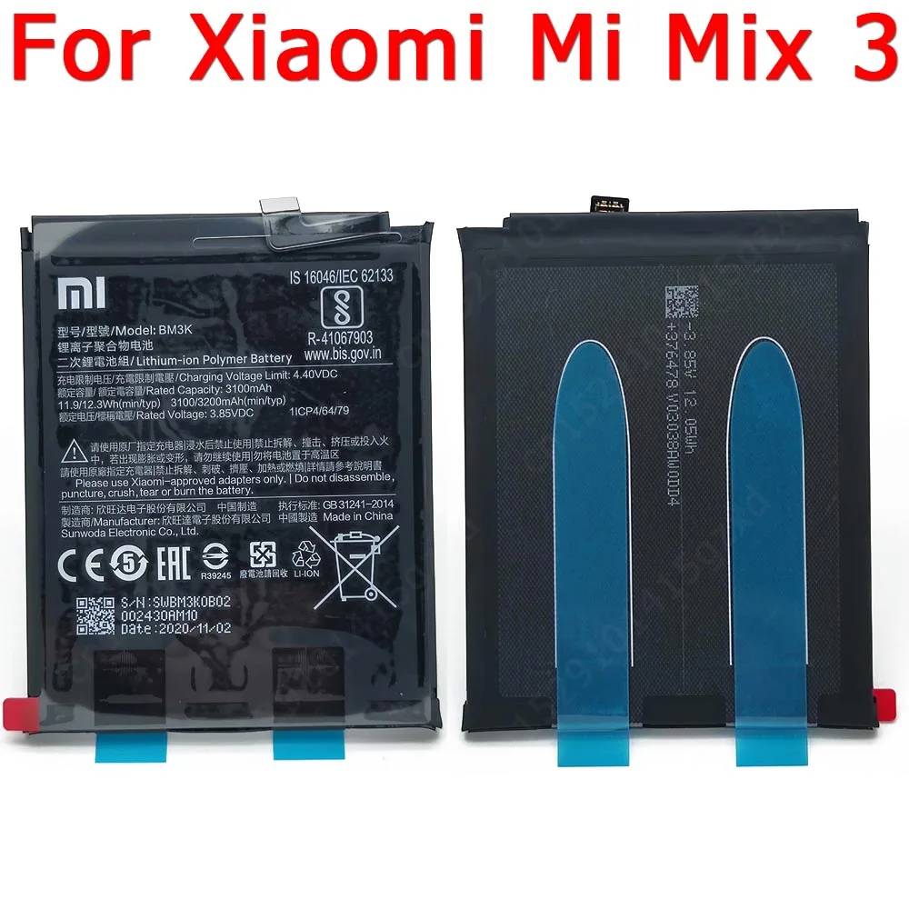 

100% Оригинальный аккумулятор для Xiaomi Mix 3 Mix3 BM3K 3100 мАч батареи для сотовых телефонов встроенный литий-ионный аккумулятор запасные части