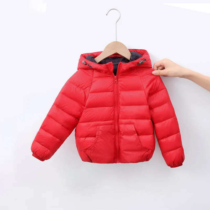 

Новинка 2021, зимняя пуховая куртка на 90% утином пуху для мальчиков и девочек, детское легкое пальто, тонкая теплая верхняя одежда с капюшоном ...