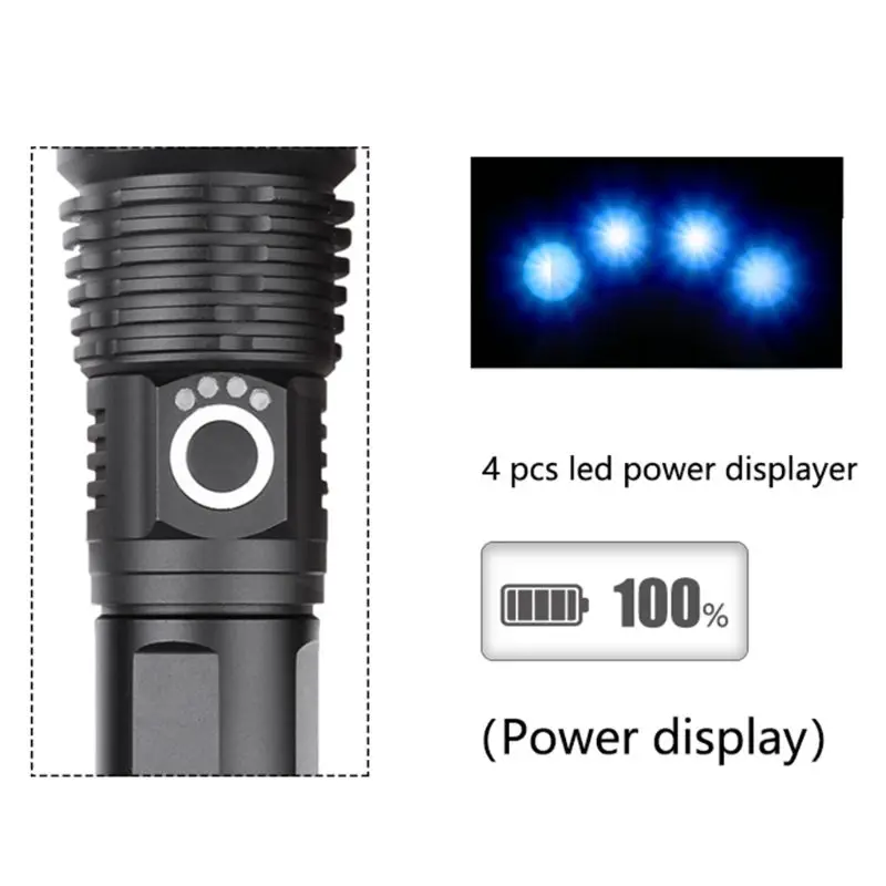 Usb зарядка P50 светодиодный фонарик Электрический фонарь мощный перезаряжаемый зум 26650 батарея Кемпинг Охота на открытом воздухе