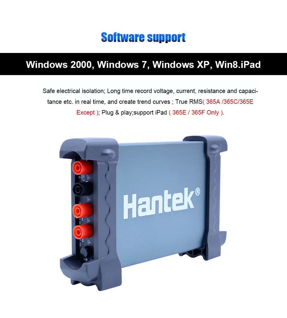 Hantek Bluetooth/USB Регистратор данных True RMS Напряжение Ток Сопротивление Емкость диод регистратор Поддержка ipad 365A/B/C/D/E/F