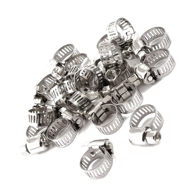 

Adjustable 8-12mm Range Worm Gear Hose Clamps 20PCS Silver Tone