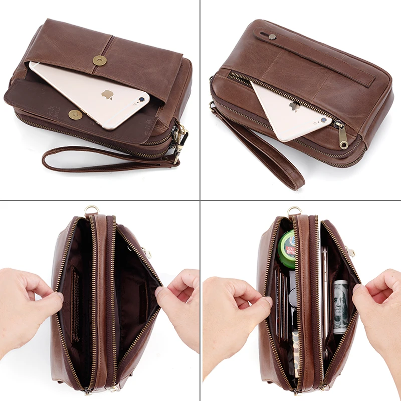 Мужской кошелек из натуральной кожи ручные сумки длинный бумажник на молнии