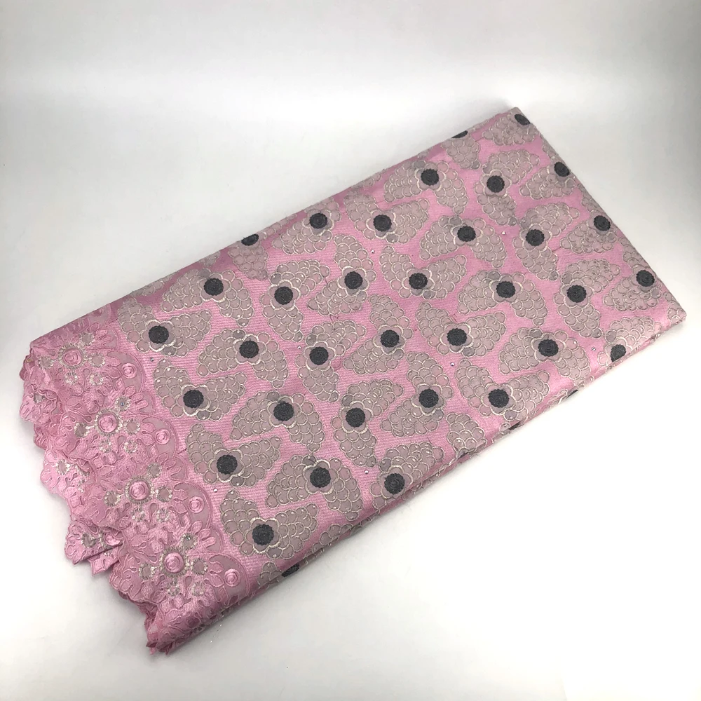 Африканская кружевная ткань 082 розовая Высококачественная Женская швейцарская