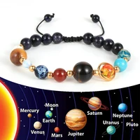 galaxy solar system bracelet universe nine planets natural stone stars earth moon bracelet for women man fashion jewelry gifts