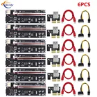 6 шт., Райзер-карта COVYIV VER009S Plus PCI-E, 009S PCIE 1X до 16X, удлинитель, 6 контактов питания, 60 см, кабель USB 3,0 для видеокарты