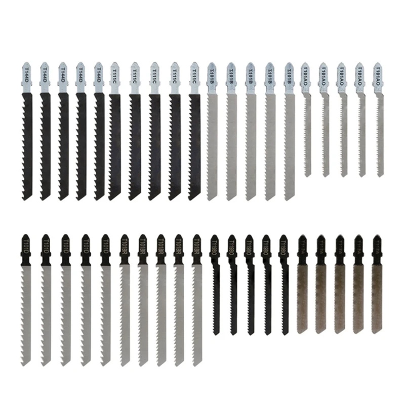 

40Pcs Mixed T-Shank Jigsaw Blades Set Jig Saw Blades Fits Most T Shank Jig Saw, WoodWoodworking Tools