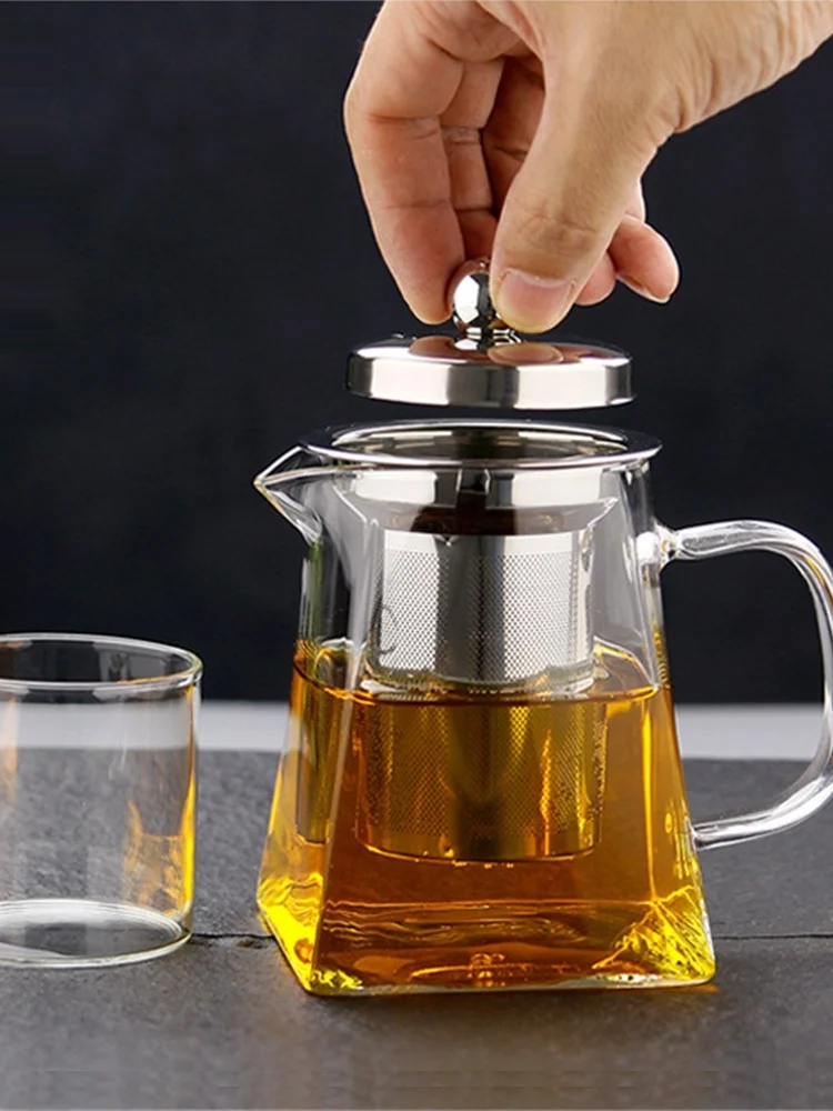 

Glass Teapot Heat Resistant with Tea Infuser Filter Milk Flower Tea Pot Tea Strainer Hot and Cool Kettle 350/550/750/950ML
