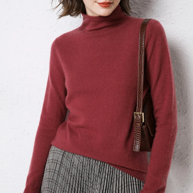 

Lafarvie Wool Sweater Women Tops Pullover For Winter Mock Neck Long Sleeve Crimbing Casual Loose Warm Oversized Knit Jumper 3XL