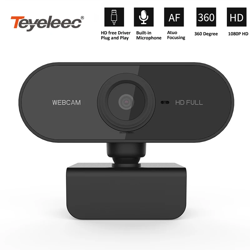 Teyeleec HD 1080P веб камера мини для компьютера с микрофоном вращающиеся камеры прямого
