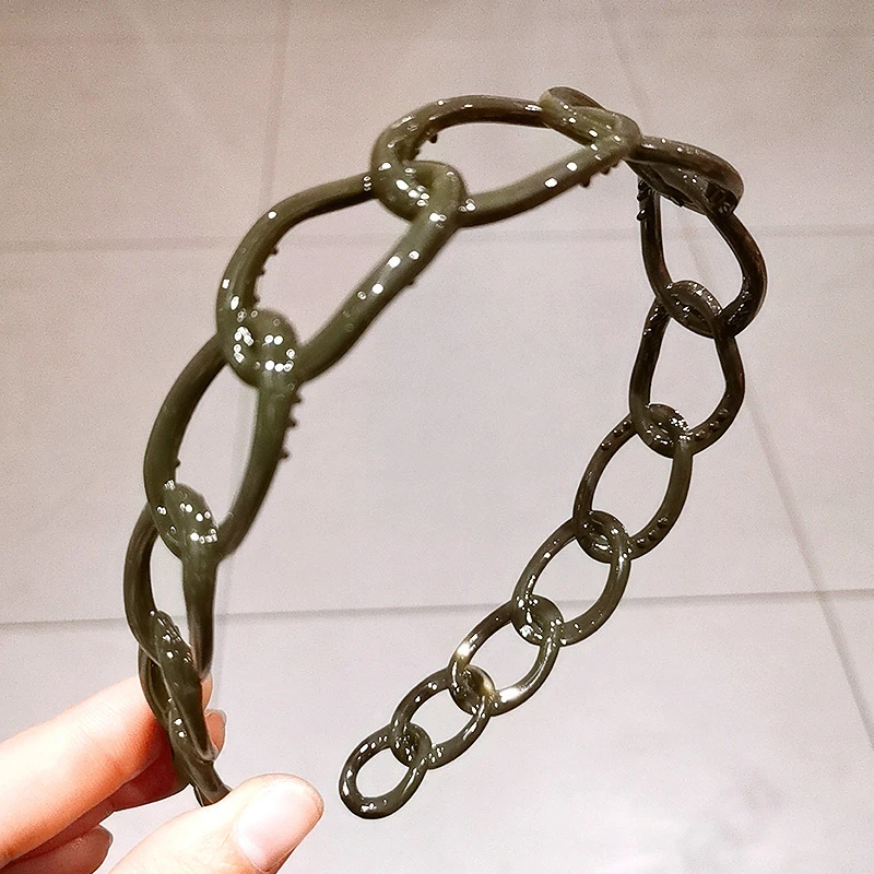 

Women Vintage Colored Paint Chain Wide Side Headbands Sweet Hair Ornament Headband Fashion Hair Hoop Girl Hair Accessories