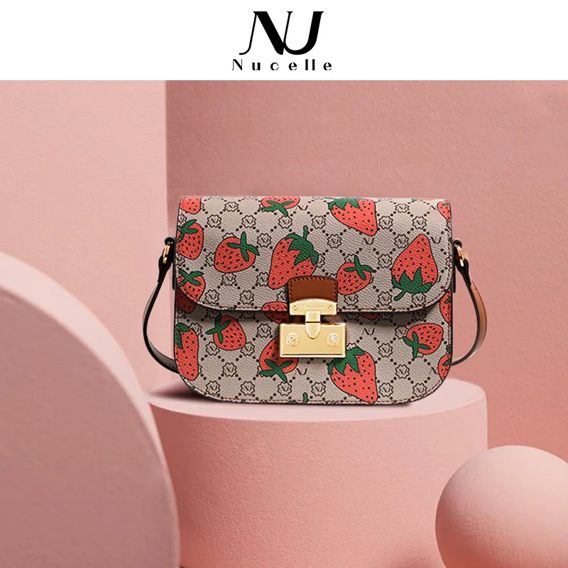 

NUCELLE Women's messenger bag, 2020 new fashion shoulder bag, Laohua strawberry tofu bag