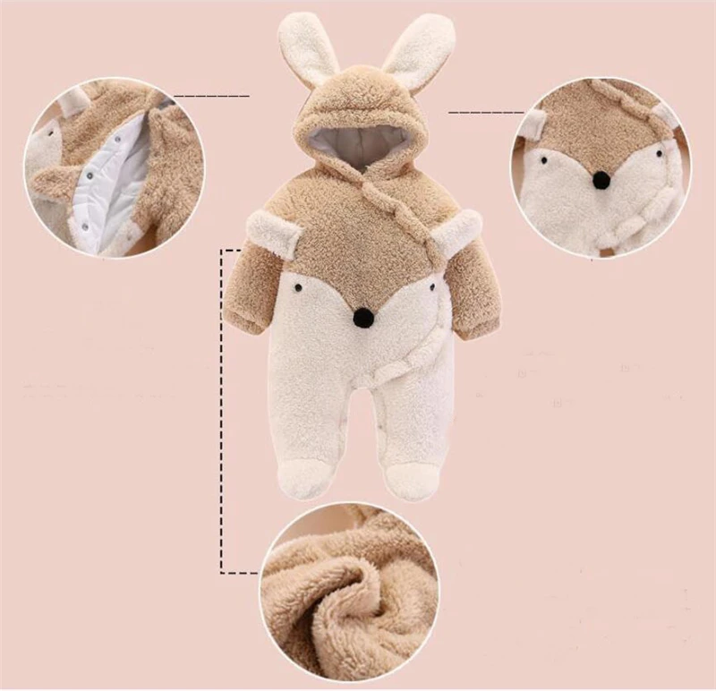 Newborn Baby Footies For Boys Girls Footies Infant Winter Warm Newborn Overalls Footies Baby Girl Boy Clothes 0-12 Months