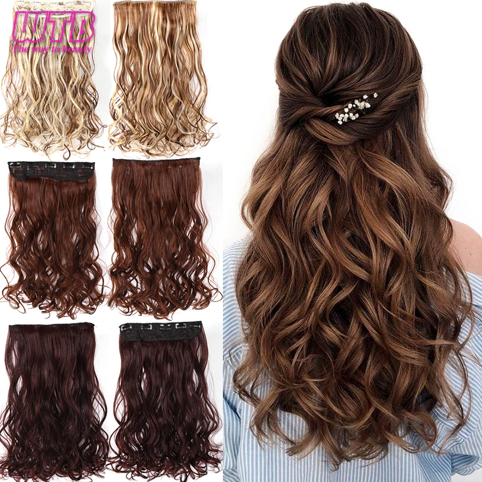 Длинные волнистые волосы для наращивания 5 клипсов высокотемпературное волокно