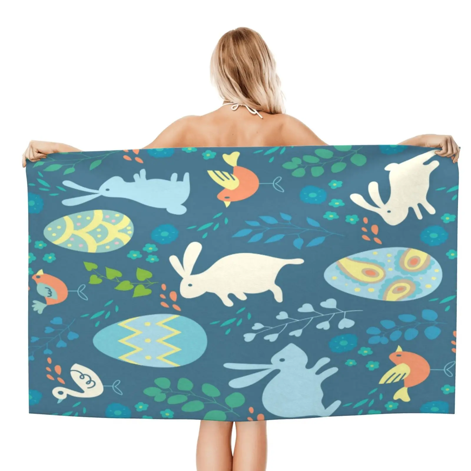 

Cute Easter Easter Egg Pattern Beach Towel XL Bath Towel Personalized Design Sand Cloud Luxury Beach Towel
