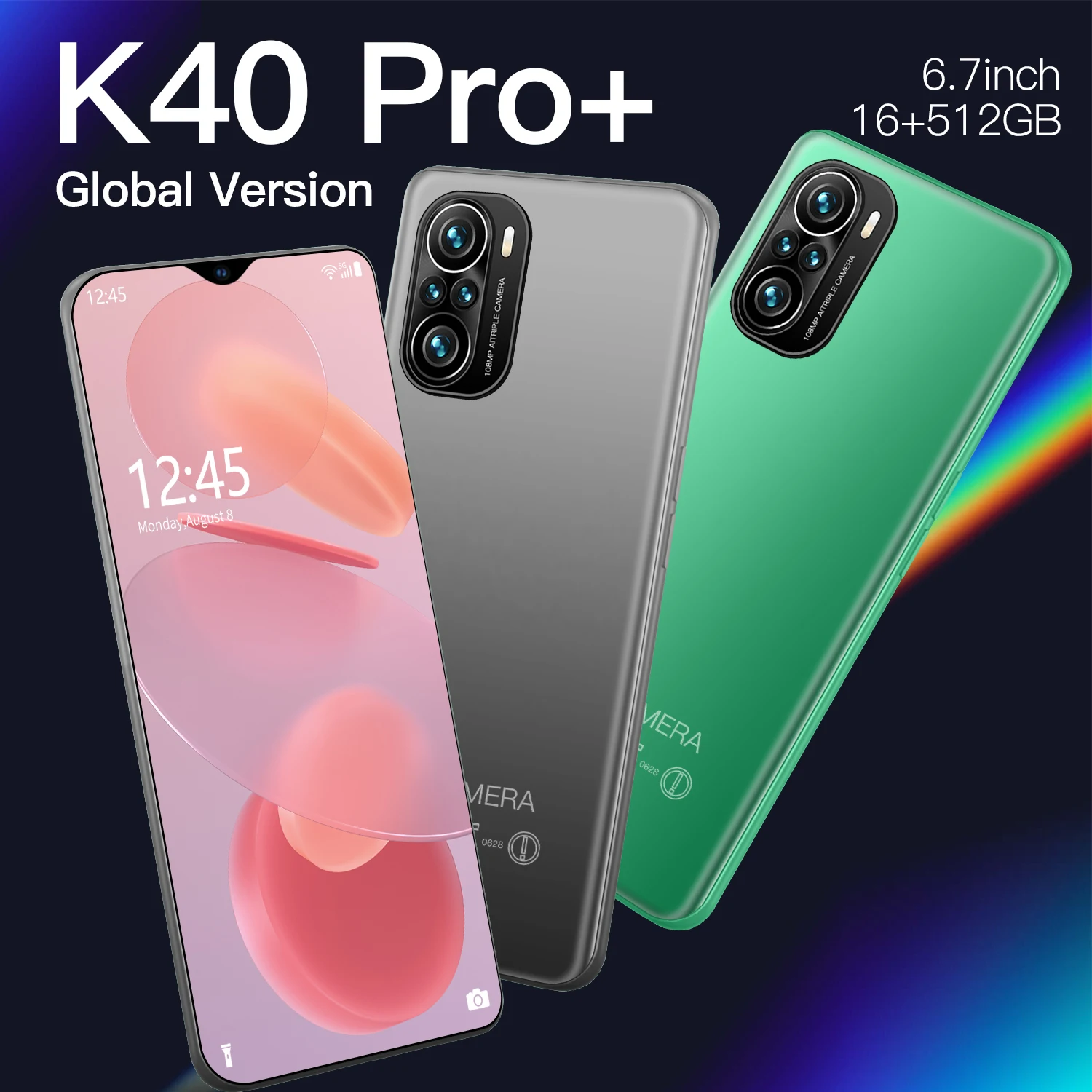 

Global Version K40 Pro+ Smartphone MTK6889 Deca Core 5G 6.7 Inch Drop Screen 16+512GB Snapdragon888 24+48MP 6000mAh Mobile Phone