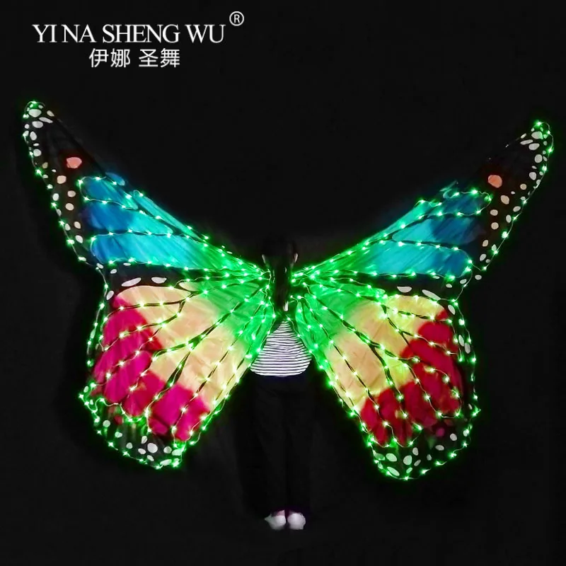 Women Belly Dance LED Wings Girl Wing Butterfly Halloween Cloak Stage Performance Accessories | Тематическая одежда и