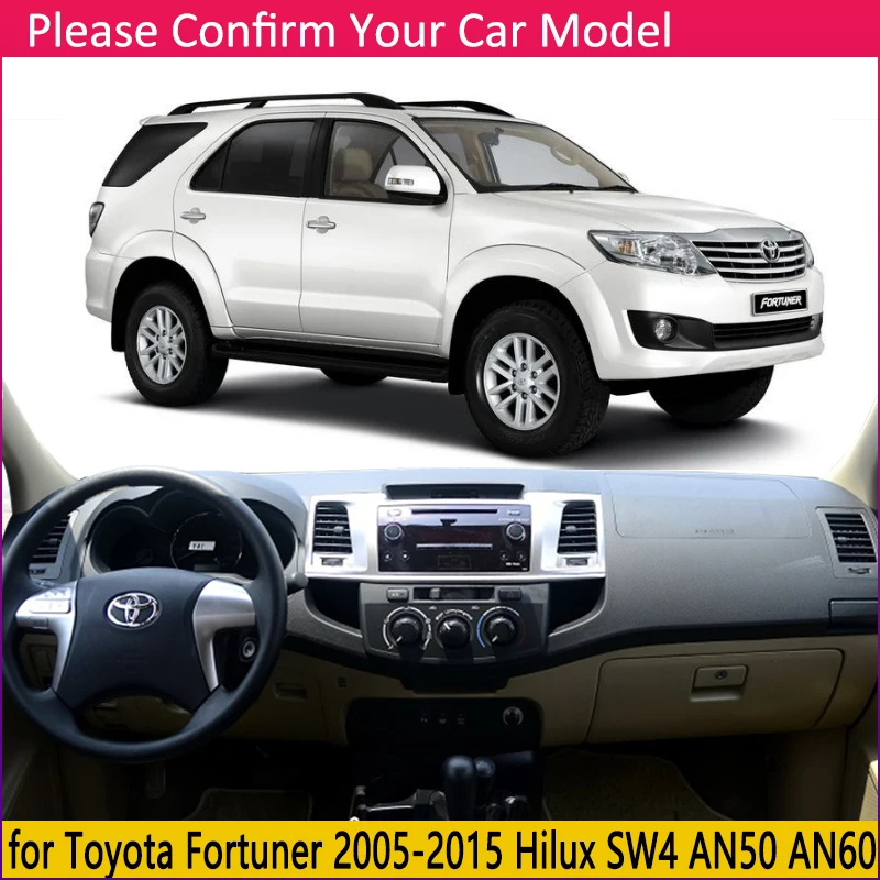 Для Toyota Fortuner 2005~ AN50 AN60 Hilux SW4 SR5 Противоскользящий коврик на приборную панель солнцезащитный коврик аксессуары с покрытием Ru