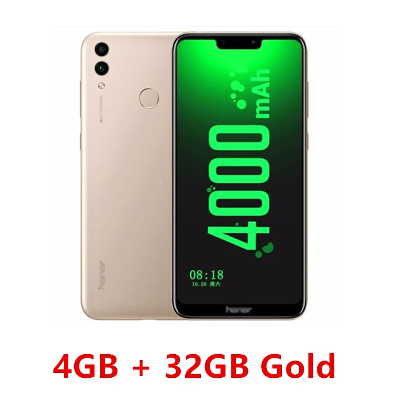 Глобальная прошивка Honor 8C 4G 4000mAh смартфон 6,2" Восьмиядерный процессор Snapdragon 632 Android 8,1 двойная камера Face ID 4 ГБ 32 ГБ