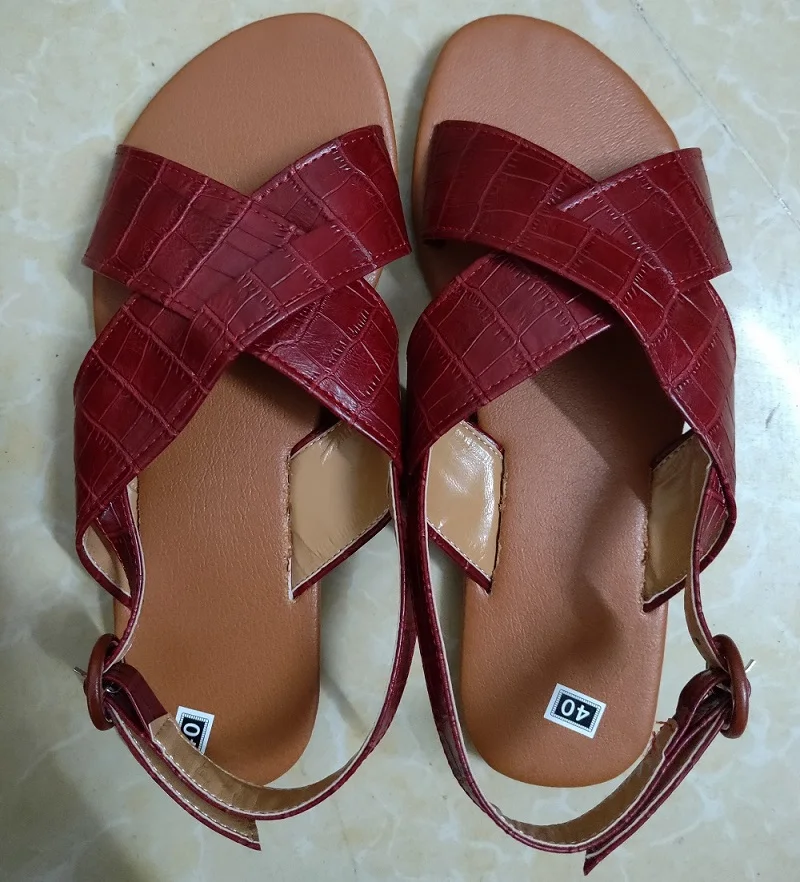 

Woman Sandals Summer Open Toe Roman Flats Shoes Buckle Strap Cross Strappy Gladiator Beach Sandals Large Size Sandalias Mujer