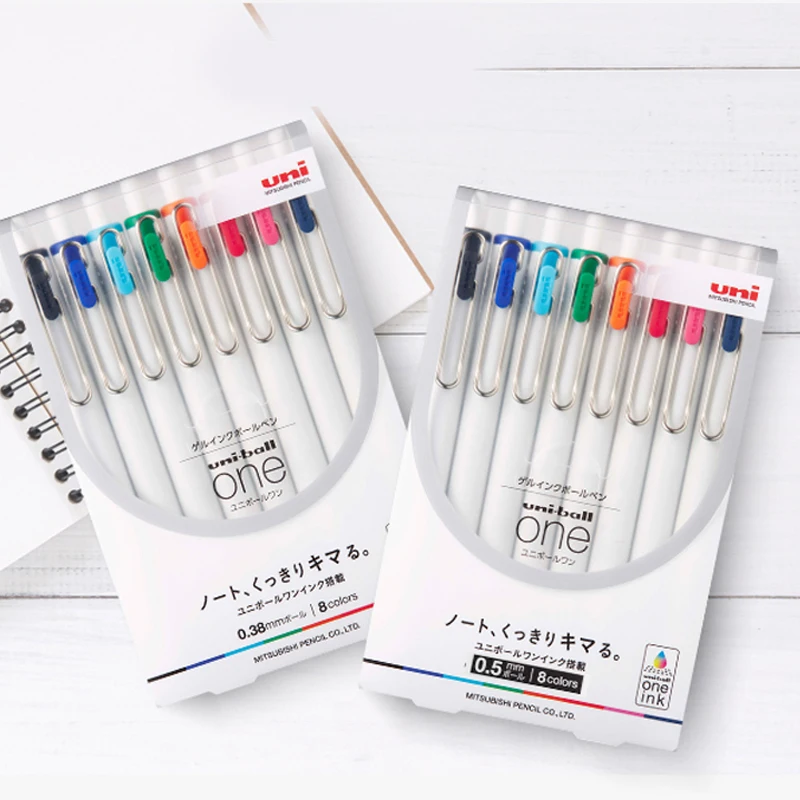 8 шт./компл. Япония Uni UMN-S-38 / 05 8C гелевая ручка Ball One Push Color Bullet 0 38/0 5 студенческие