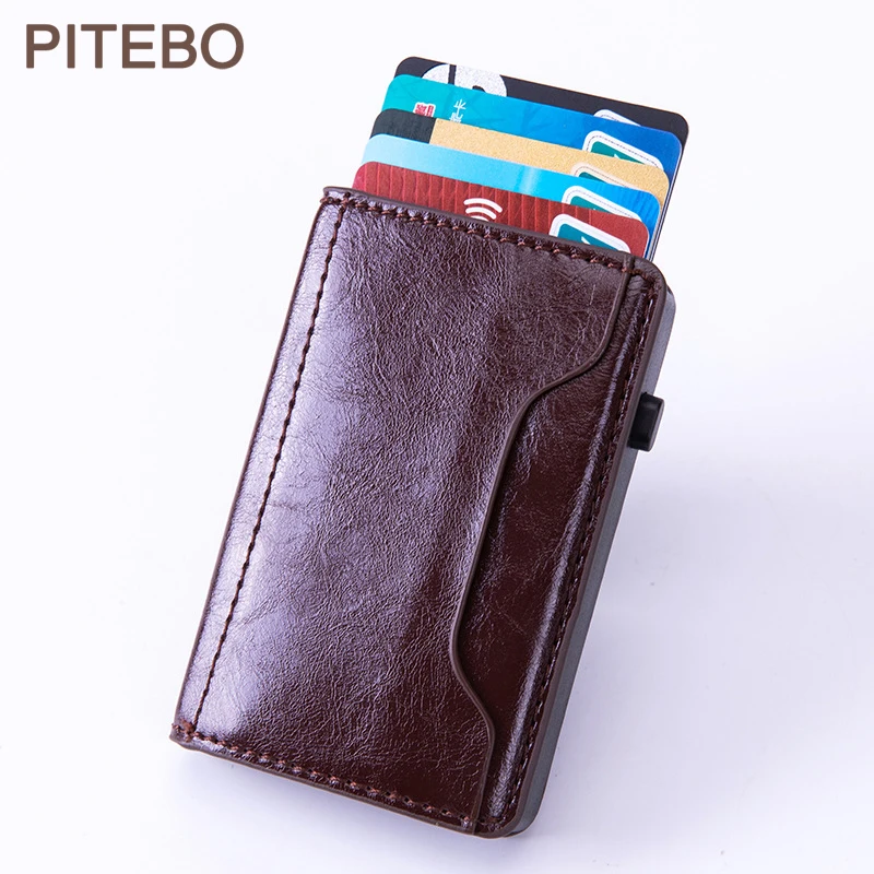 

PITEBO New Men's business card box long wallet fashion suit bag soft men's fashion business card portable business card bag 2020