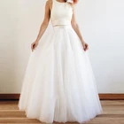 Модная белая юбка-пачка, трапециевидная юбка макси из тюля с атласной молнией на талии, длинные юбки невесты с рюшами по индивидуальному заказу, 2021