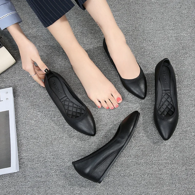 LEOSOXS Women Pumps Shoes Female Slip-On Shoes Women Wedges Comfortable Classic Black Shoes Pumps Leisure Office Lady