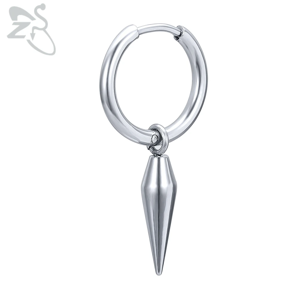 1PS ZS мужские панк-рок-ролл GD конусные серьги-кольца 316L из нержавеющей стали Kpop круглые серьги для мальчиков в стиле хип-хоп пирсинг для уха ювелирные изделия - Окраска металла: 1PS