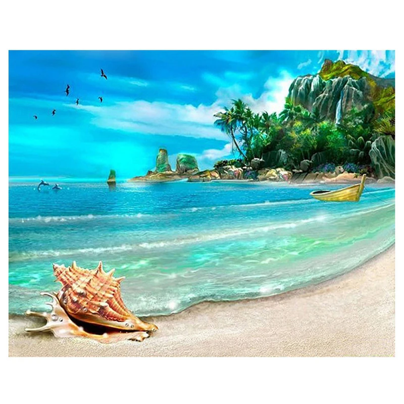 

5D DIY Diamond Painting Cross Stitch Landscape Diamond Embroidery Mosaic Sea Picture Rhinestones Needle Arts & Craft