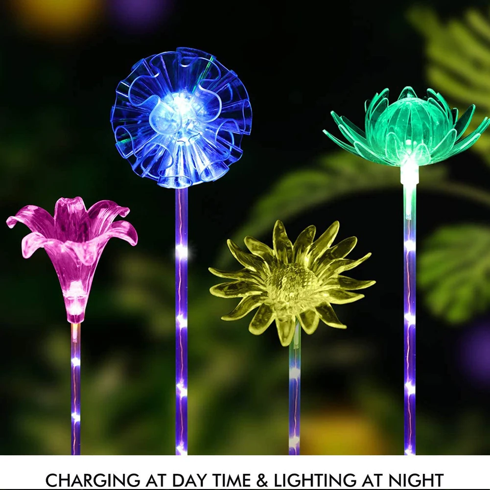 

Ground Plug Light Led Lawn Lamp Solar Decorative Lights with Flower Shaped Light Head for Path Yard Lawn 4PCS Garden Decoration