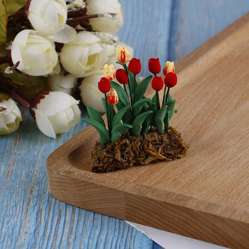 Миниатюрный цветок тюльпана из смолы сказочный Кукольный домик для 1/12 кукол