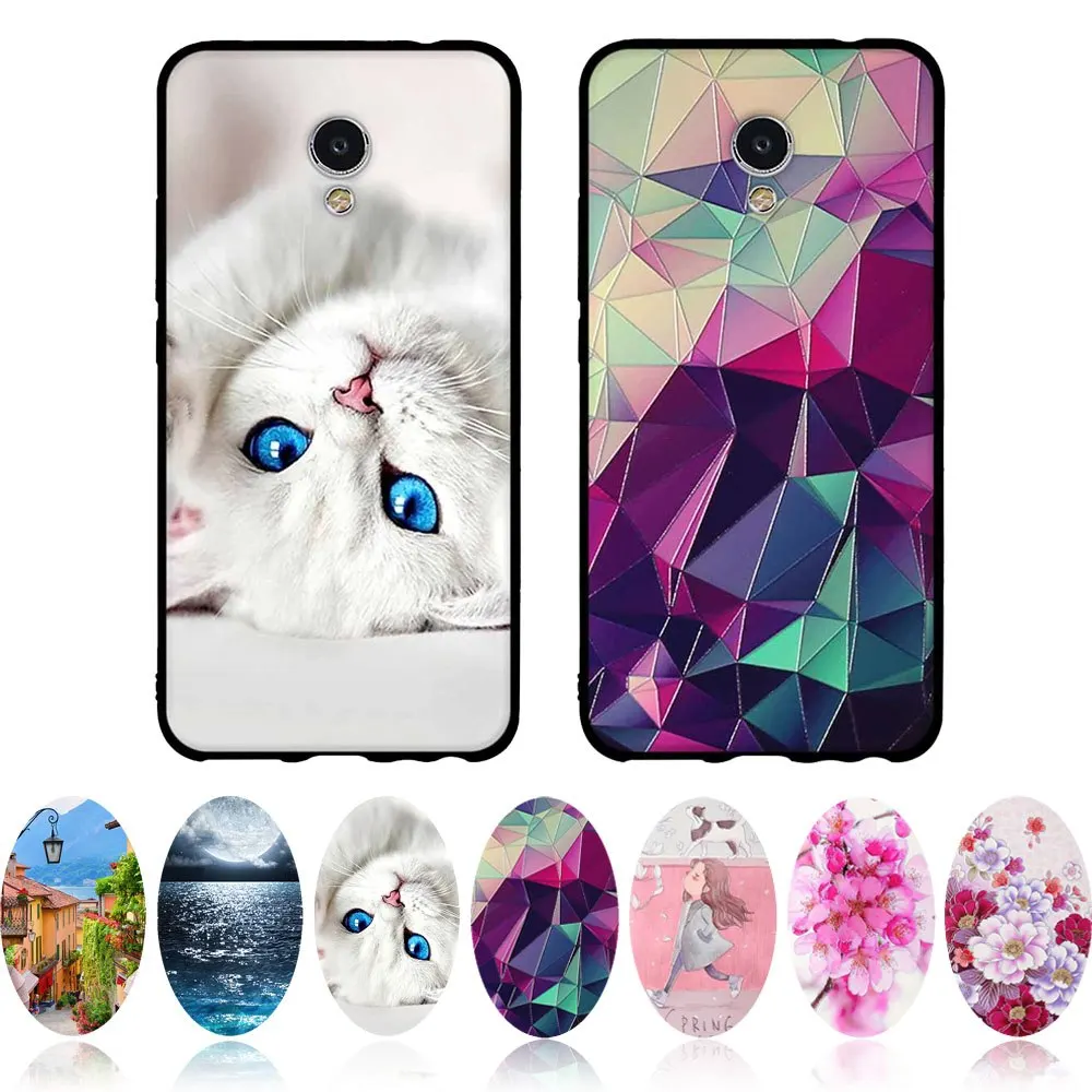 For Meizu MX6 Case 5.5'' Cover Soft TPU Silicone Fundas Coque 3D Bags Cat Shell For Meizu MX 6 Phone Cases Flower MX6 Black Capa