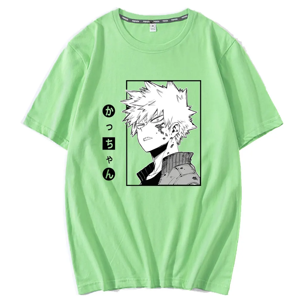 

Bakugou Katsuki Pattern Short Sleeve T Shirt 2021 Spring Summer Unisex 100% Pure Cotton T-shirt Male Harajuku Retro Style Tshirt